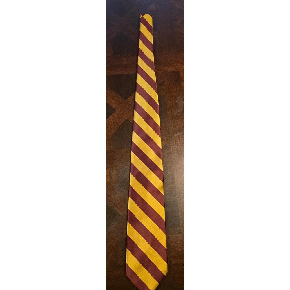 Alexander Logan Neckwear‎ Mens Burgundy Gold Striped Tie Handmade Polyester
